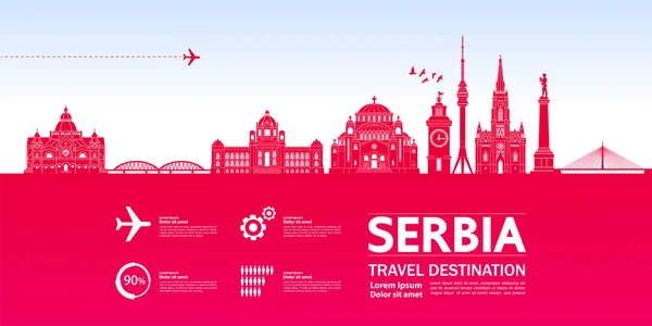 Serbia Viaje Destino Gran Vector Ilustración — Vector de stock