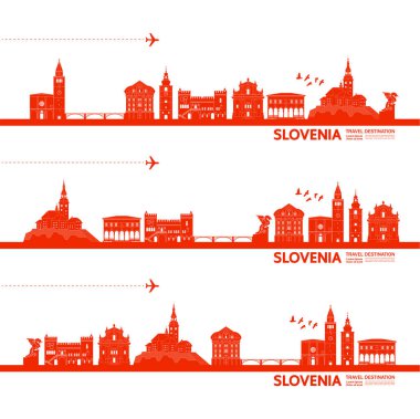 Slovenya seyahat hedef büyük vektör illüstrasyon.