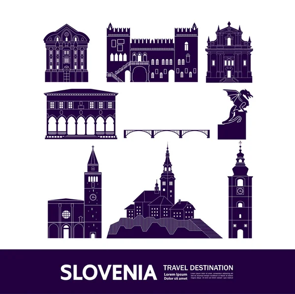 Eslovenia Viaje Destino Gran Vector Ilustración — Vector de stock