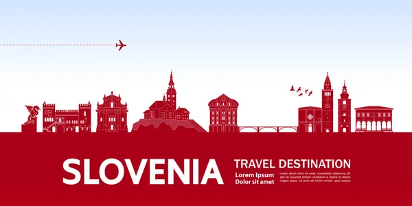Eslovénia Viagem Destino Grande Vetor Ilustração — Vetor de Stock