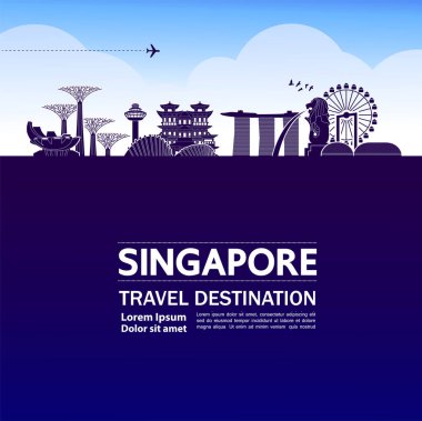 Singapur seyahat hedef büyük vektör illüstrasyon.