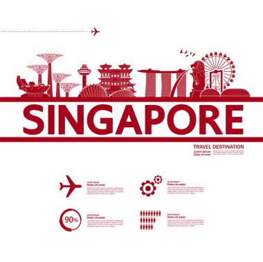 Singapur seyahat hedef büyük vektör illüstrasyon.