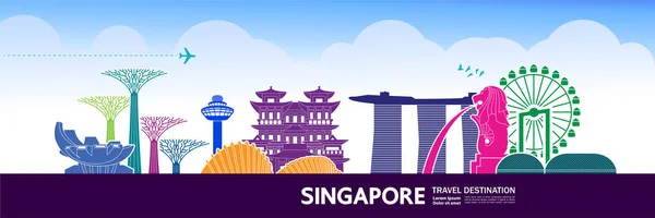 Singapore Reiseziel Grand Vector Illustration — Stockvektor