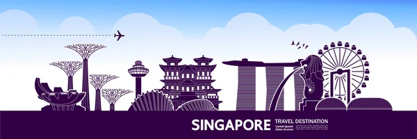 Singapur seyahat hedef büyük vektör illüstrasyon.