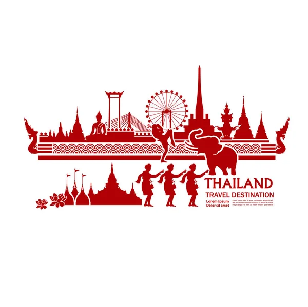 Tajlandia Podróży Przeznaczenia Wielki Wektor Ilustracji — Wektor stockowy
