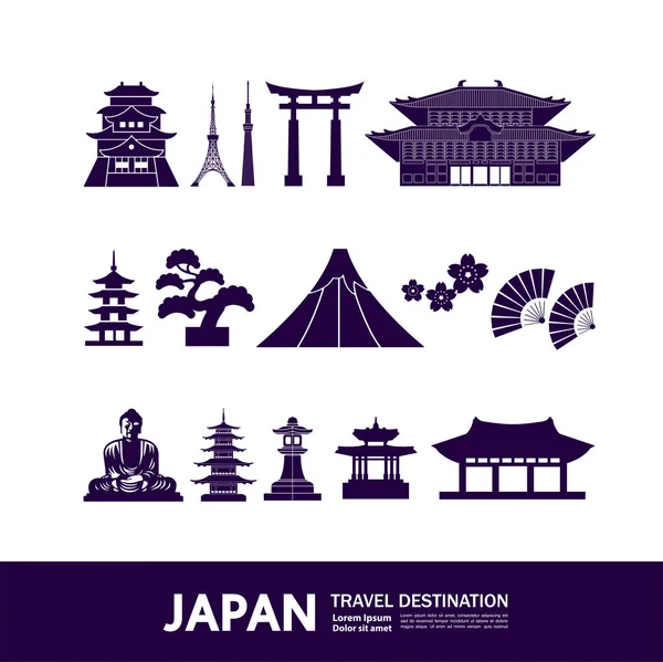Japón Viaje Destino Gran Vector Ilustración — Vector de stock