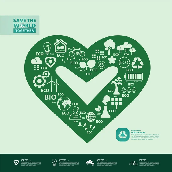 共同拯救世界绿色生态病媒图解 — 图库矢量图片