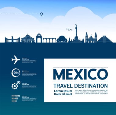 Meksika seyahat hedef grand vektör illüstrasyon.