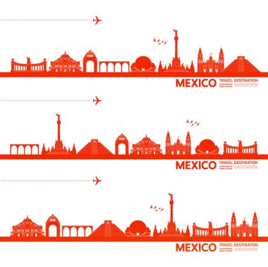Meksika seyahat hedef grand vektör illüstrasyon.