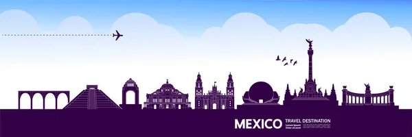 México Viaje Destino Gran Vector Ilustración — Vector de stock