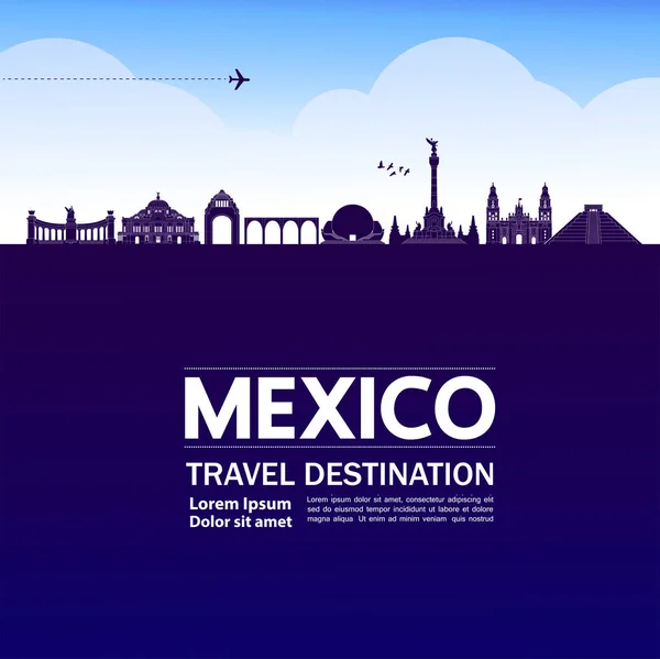 México Viaje Destino Gran Vector Ilustración — Vector de stock