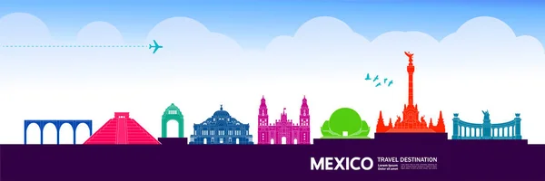 Meksika seyahat hedef grand vektör illüstrasyon.
