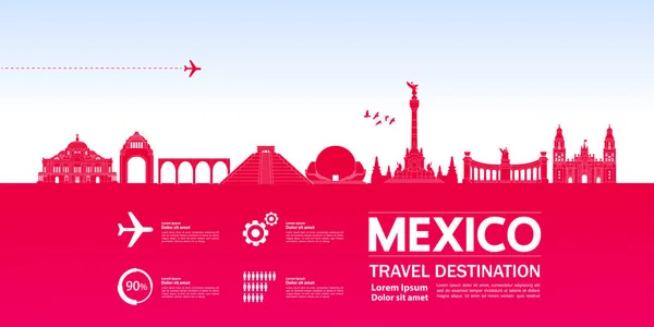 Illustration Grand Vecteur Destination Voyage Mexique — Image vectorielle