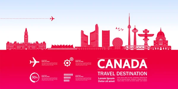 Canada Reisbestemming Grand Vector Illustratie — Stockvector