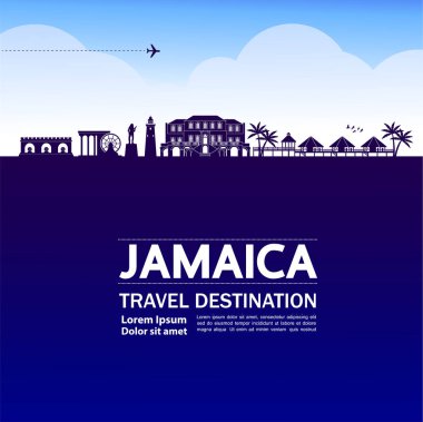 Jamaika seyahat hedef büyük vektör illüstrasyon.