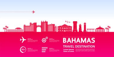 Bahamalar seyahat hedef grand vektör illüstrasyon.