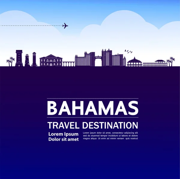 Bahamas Viaje Destino Gran Vector Ilustración — Vector de stock