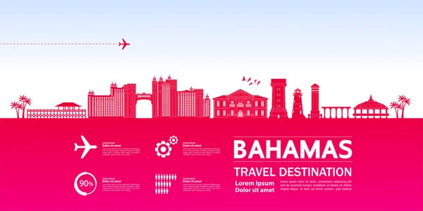 巴哈马旅游目的地大矢量插图 — 图库矢量图片
