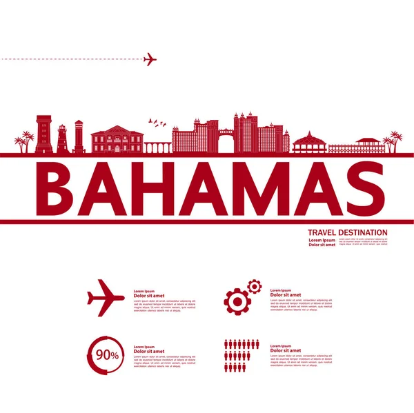 Bahamas Viaje Destino Gran Vector Ilustración — Vector de stock