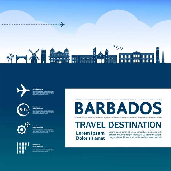 Barbados Viaje Destino Gran Vector Ilustración — Vector de stock