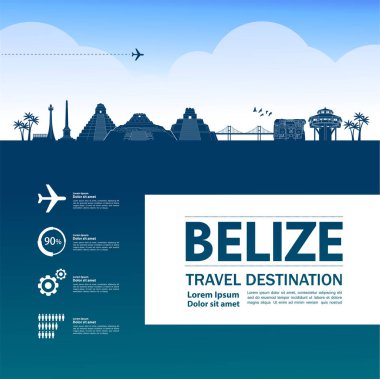 Belize seyahat hedef grand vektör illüstrasyon.