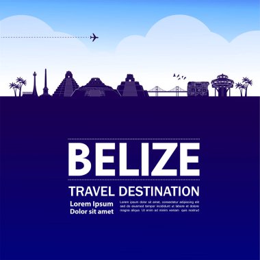 Belize seyahat hedef grand vektör illüstrasyon.
