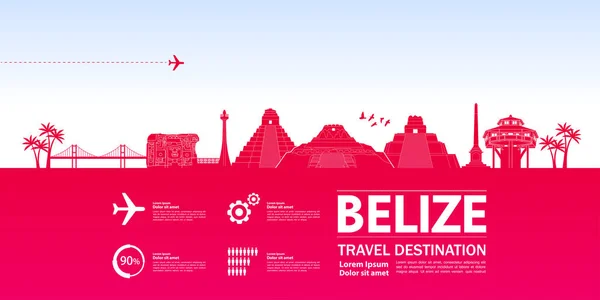 Belize Ilustracja Podróż Przeznaczenia Wektor — Wektor stockowy
