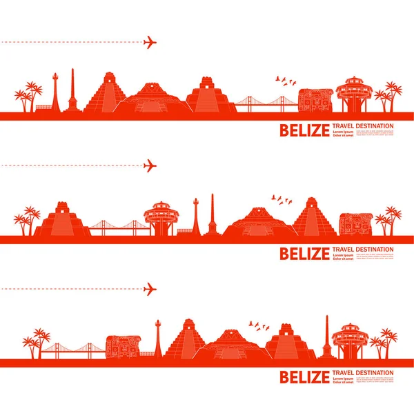 Belize Destinazione Viaggio Grand Vector Illustrazione — Vettoriale Stock