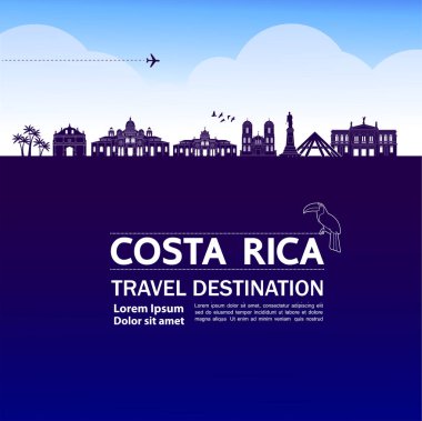 Kosta Rika seyahat hedef grand vektör illüstrasyon.