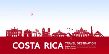 Kosta Rika seyahat hedef grand vektör illüstrasyon.