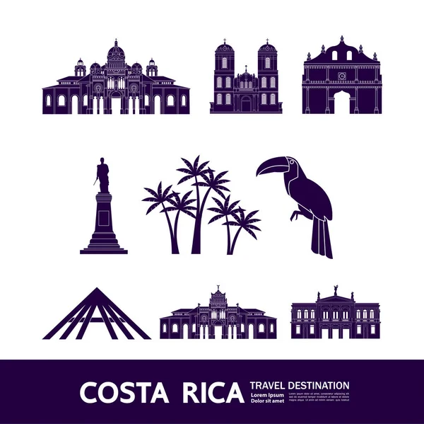 Kosta Rika seyahat hedef grand vektör illüstrasyon.