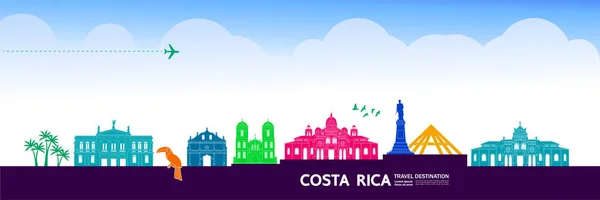 Costa Rica Travel Destination Grand Vector Illustration — Stock Vector