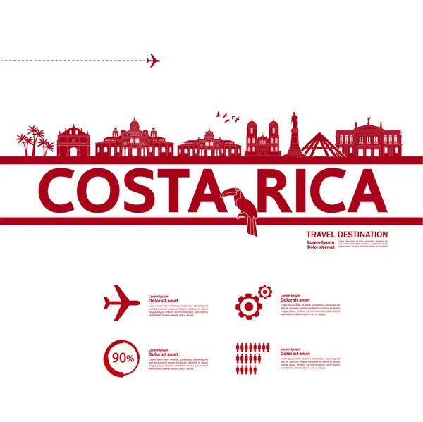 Costa Rica Destinazione Viaggio Grand Vector Illustrazione — Vettoriale Stock