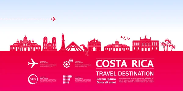 Costa Rica Destination Voyage Illustration Grand Vecteur — Image vectorielle