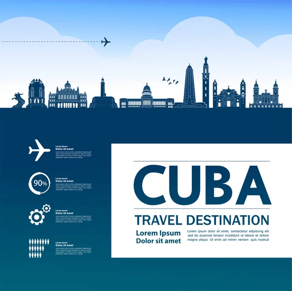 Kuba Ilustracja Podróż Przeznaczenia Wektor — Wektor stockowy