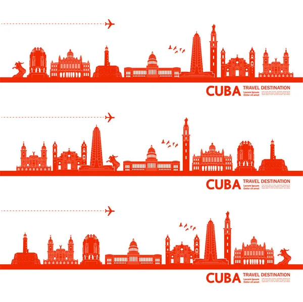Cuba Destinazione Viaggio Grand Vector Illustrazione — Vettoriale Stock