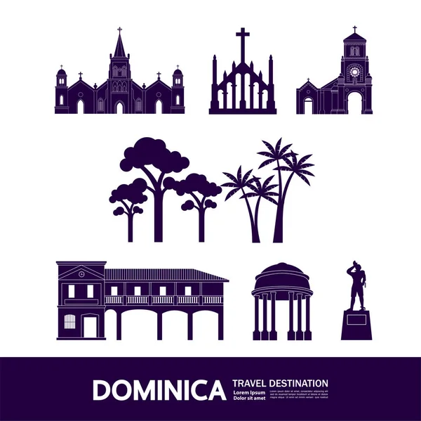 Dominica Viaje Destino Gran Vector Ilustración — Vector de stock