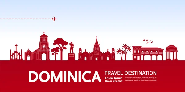 Dominica Destinazione Viaggio Grand Vector Illustrazione — Vettoriale Stock