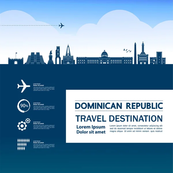 多米尼加共和国旅游目的地大矢量插图 — 图库矢量图片