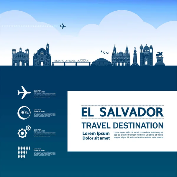 Salvador Viaje Destino Gran Vector Ilustración — Vector de stock