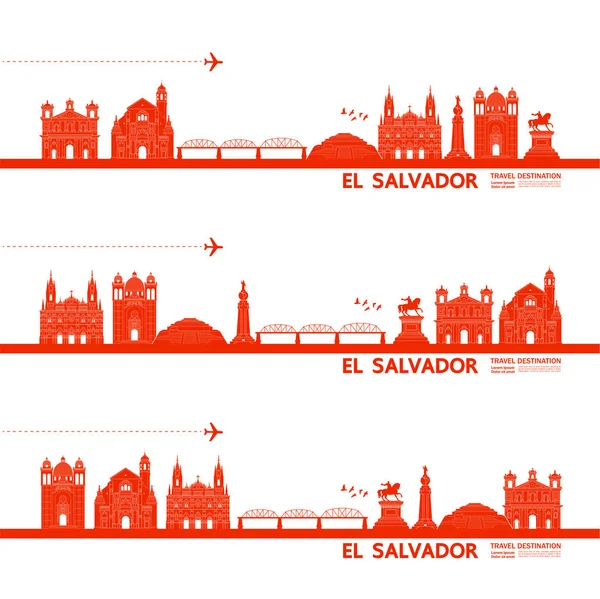 Velký Vektor Cestování Salvadorem Ilustrace — Stockový vektor