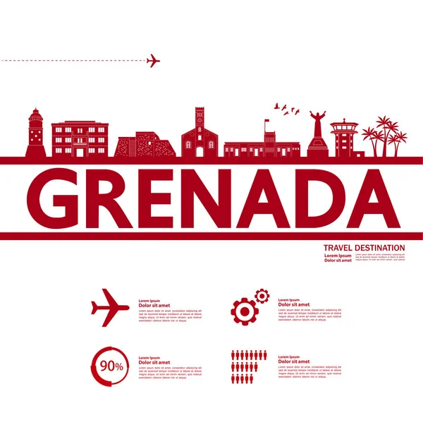 Granada Viaje Destino Gran Vector Ilustración — Vector de stock