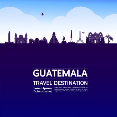 Guatemala seyahat hedef grand vektör illüstrasyon.