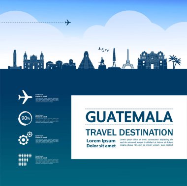 Guatemala seyahat hedef grand vektör illüstrasyon.