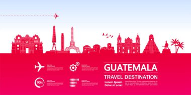 Guatemala seyahat hedef grand vektör illüstrasyon.