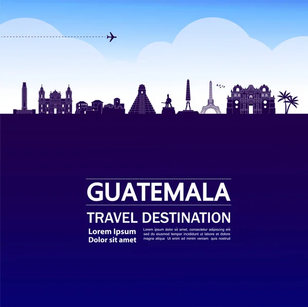 Guatemala Destinazione Viaggio Grand Vector Illustrazione — Vettoriale Stock