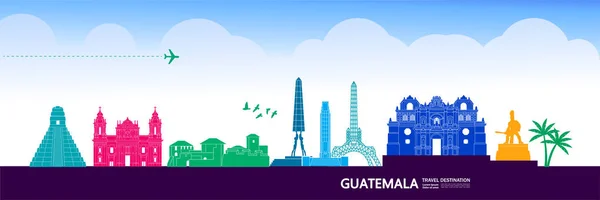 Guatemala Reiseziel Große Vektorillustration — Stockvektor