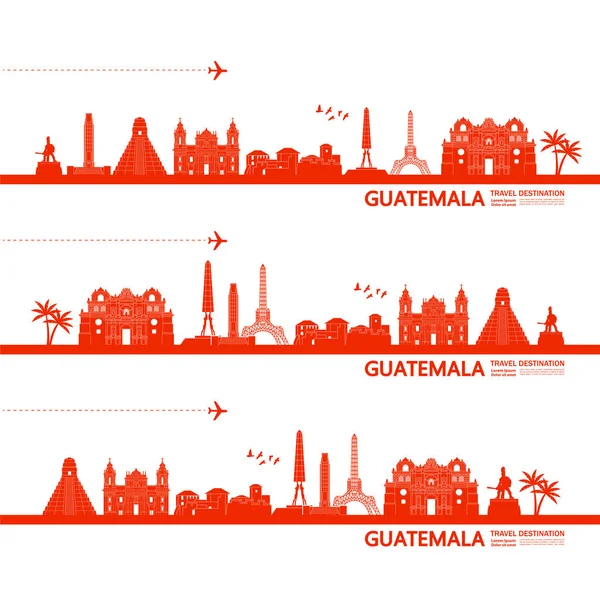 Guatemala Seyahat Hedef Grand Vektör Illüstrasyon — Stok Vektör