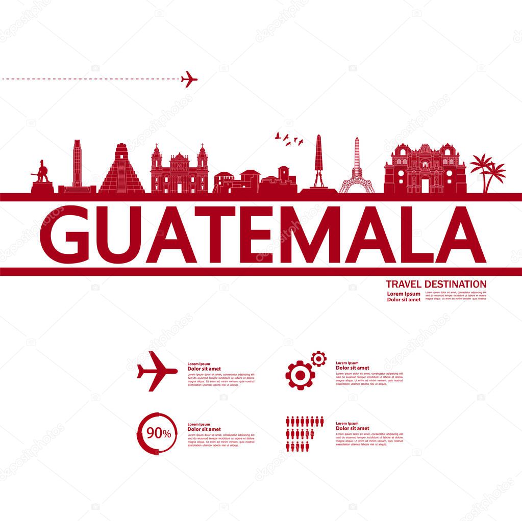 Guatemala travel destination grand vector illustration.