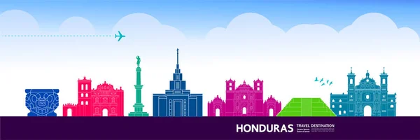 Honduras Viaje Destino Gran Vector Ilustración — Archivo Imágenes Vectoriales